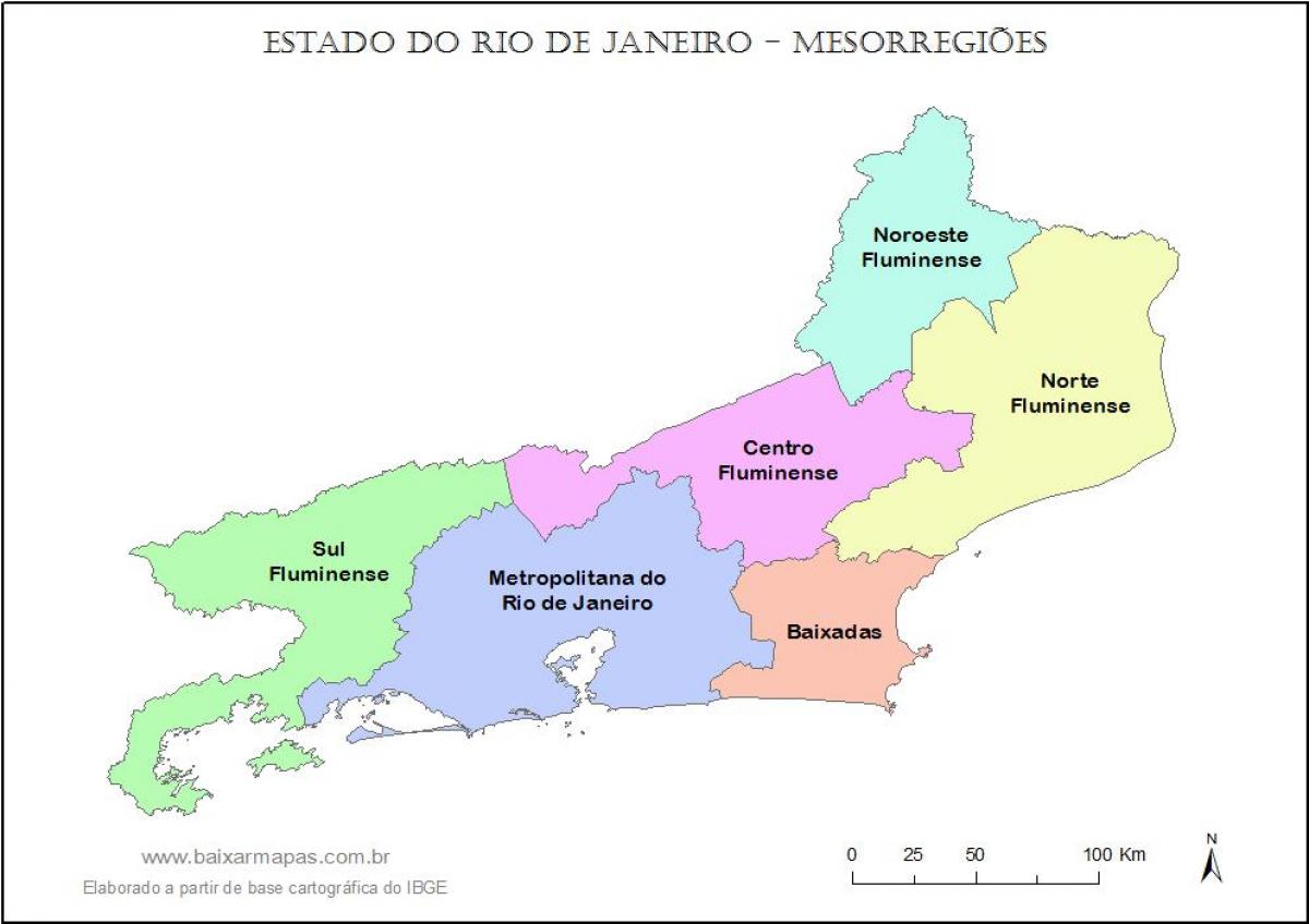 خريطة mesoregions ريو دي جانيرو