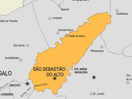 خريطة São Sebastião do Alto البلدية