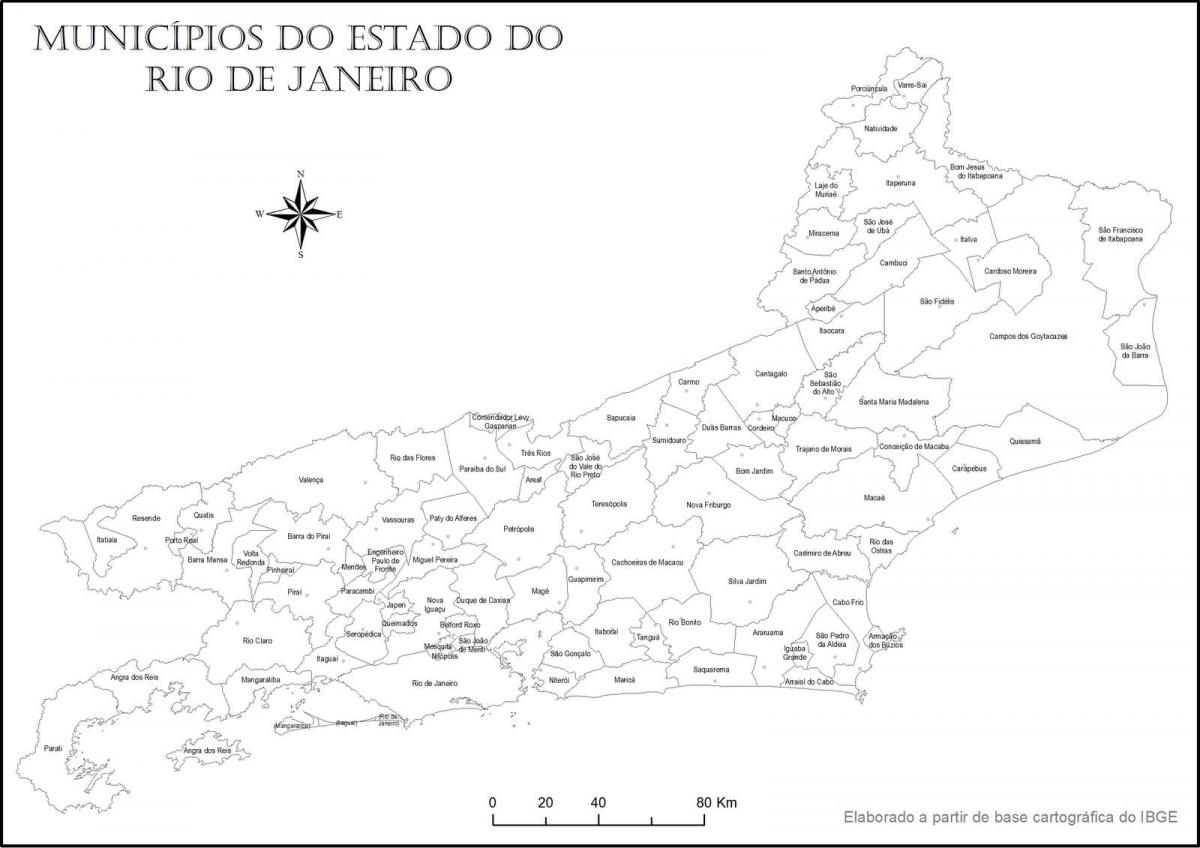 خريطة ريو دي جانيرو الأبيض والأسود