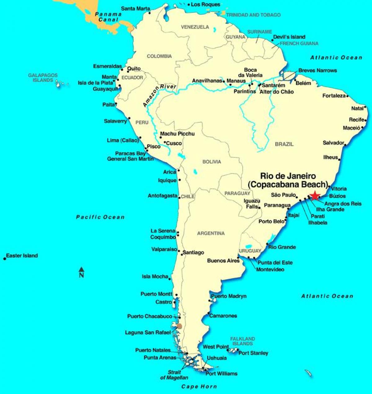 خريطة ريو دي جانيرو في أمريكا الجنوبية