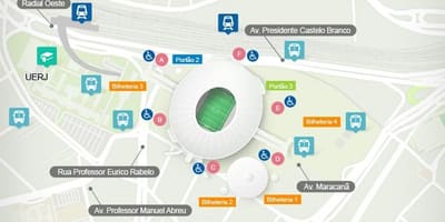 خريطة استاد ماراكانا accès